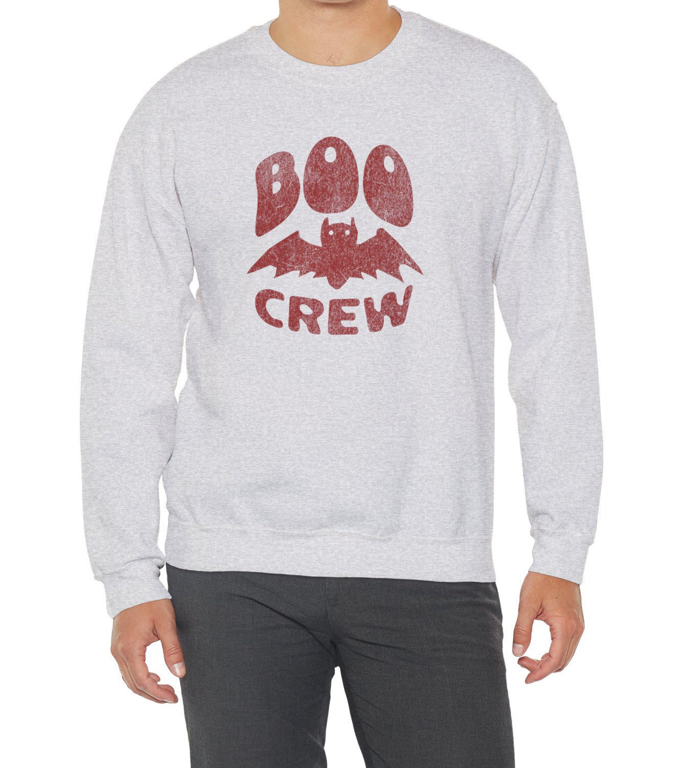 Boo Crew Halloween sweatshirt with cute bat illustration – cozy unisex fall pullover by BimBangDesign