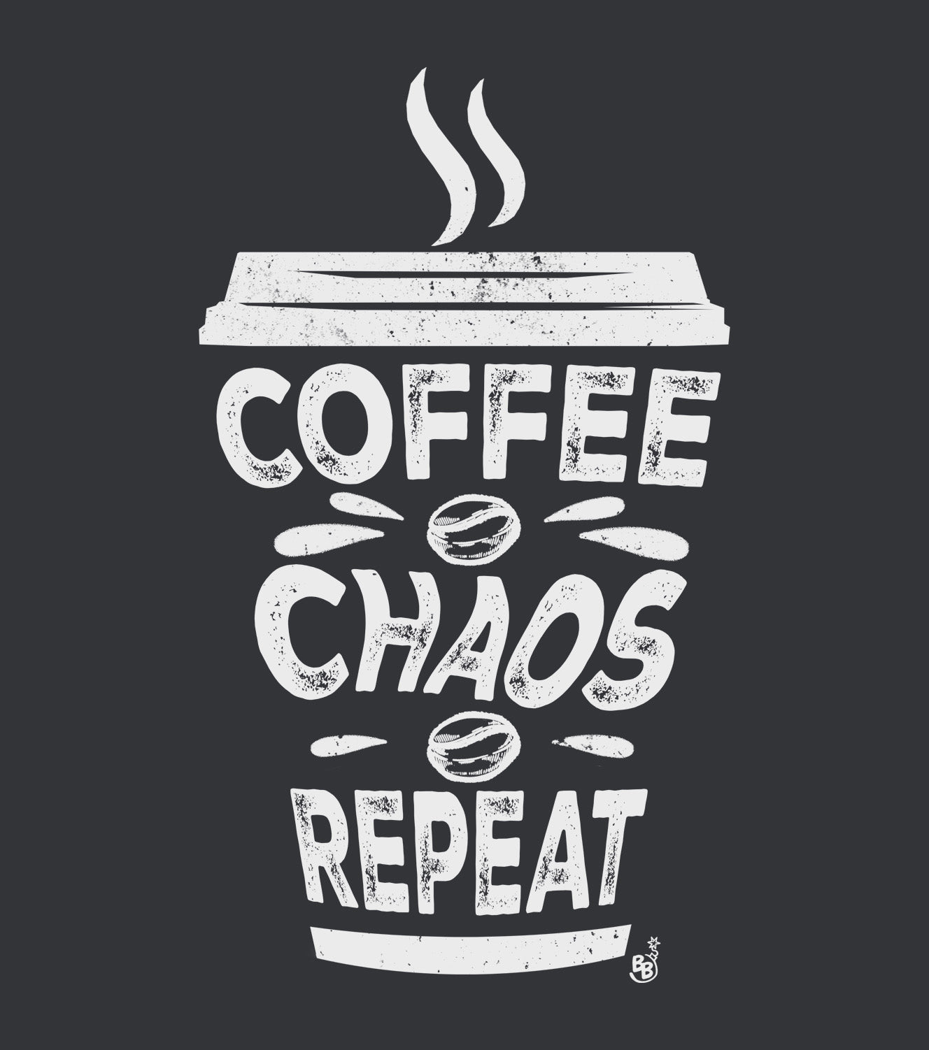 Coffee Chaos Repeat Sweatshirt Details BimBangDesign 