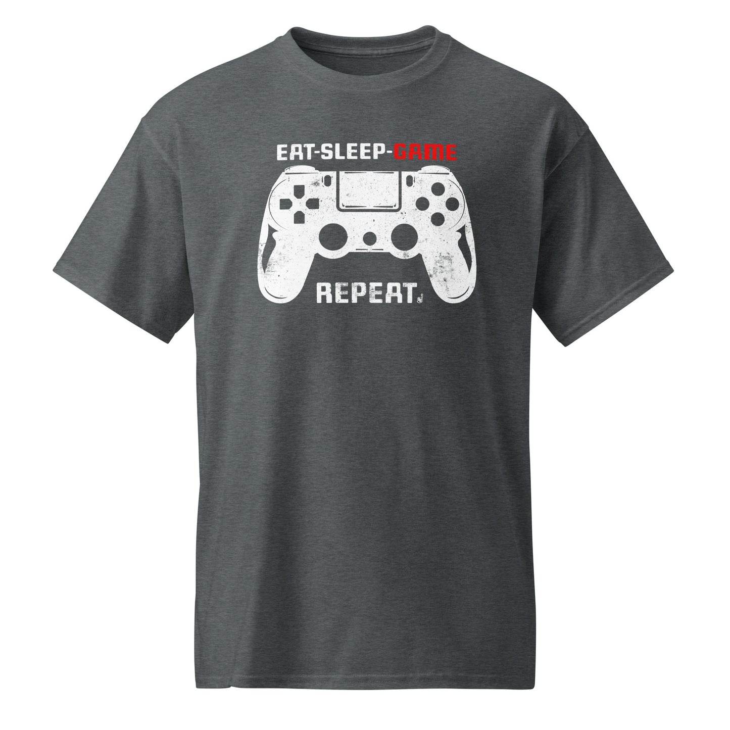 Dark Heather Gamer routine T-shirt Eat Sleep Game Repeat BimBangDesin