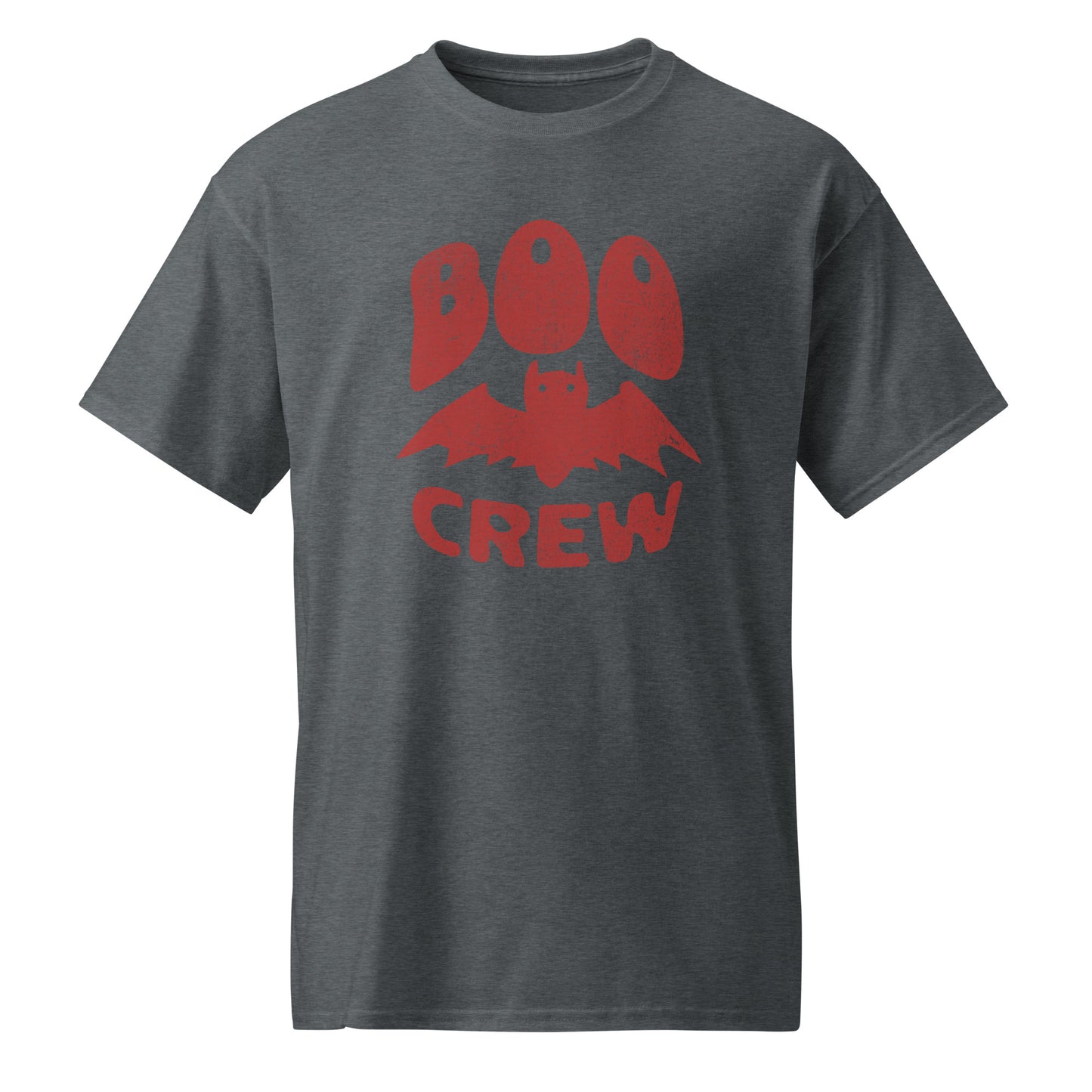 Dark Heather Boo Crew t-shirt for halloween and minimalist vampire bat fans BimBangDesign