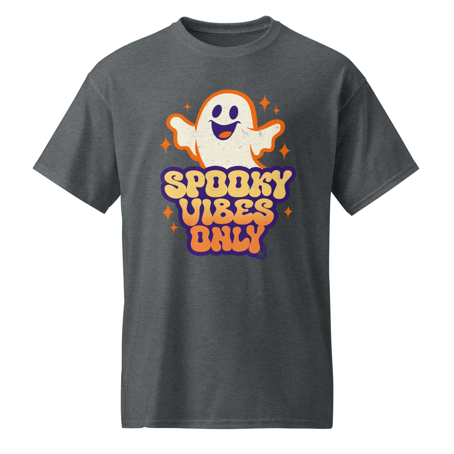 Dark Heather Spooky vibes only t-shirt for halloween and cartoon ghost Fans BimBangDesign