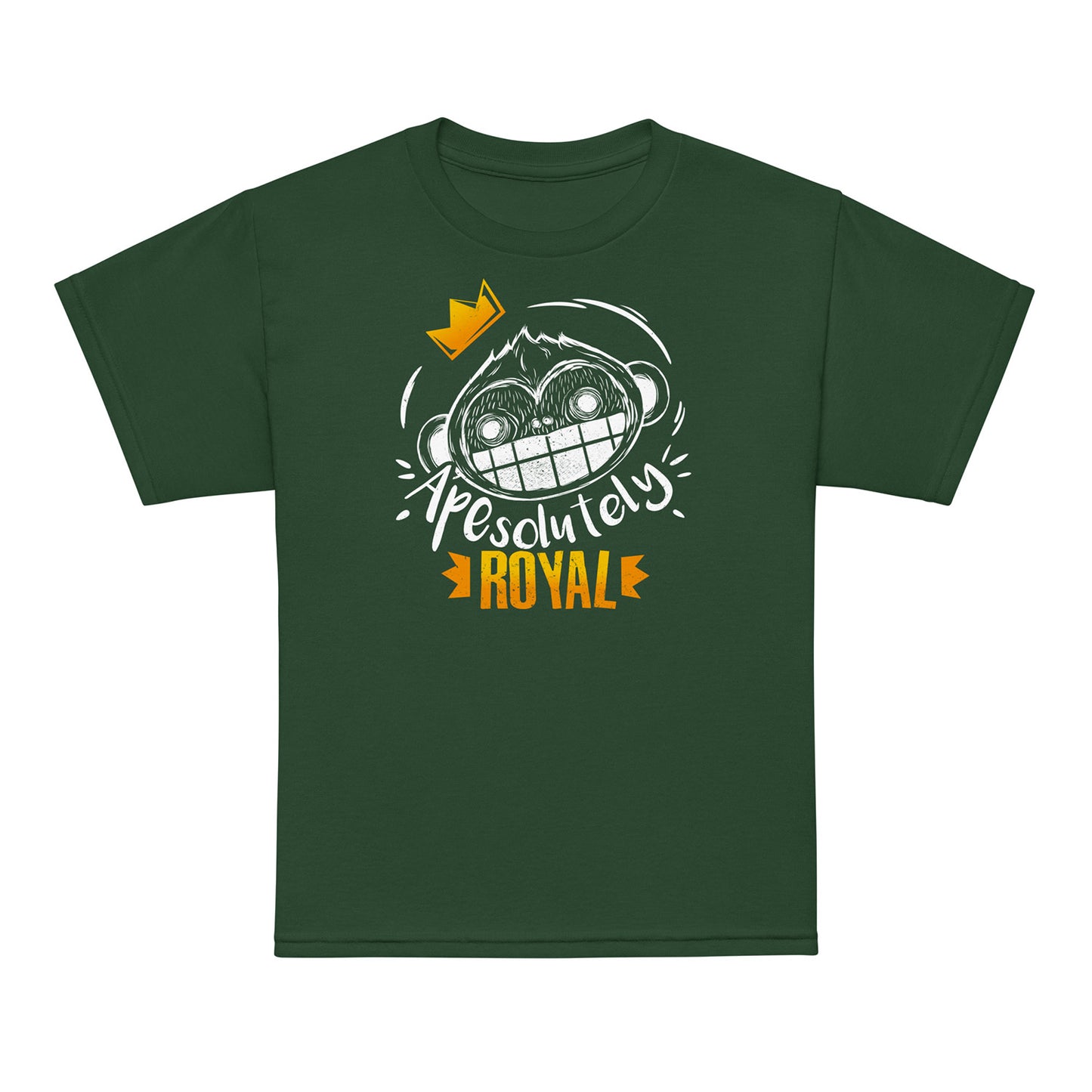 Forest Green ApeSolutely Royal kids t-shirt – crowned monkey design – BimBangDesign
