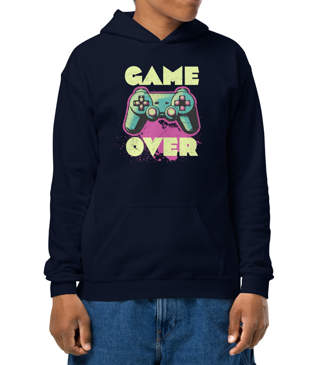 Retro gaming style hoodie for boys and girls – Game Over design by BimBangDesin