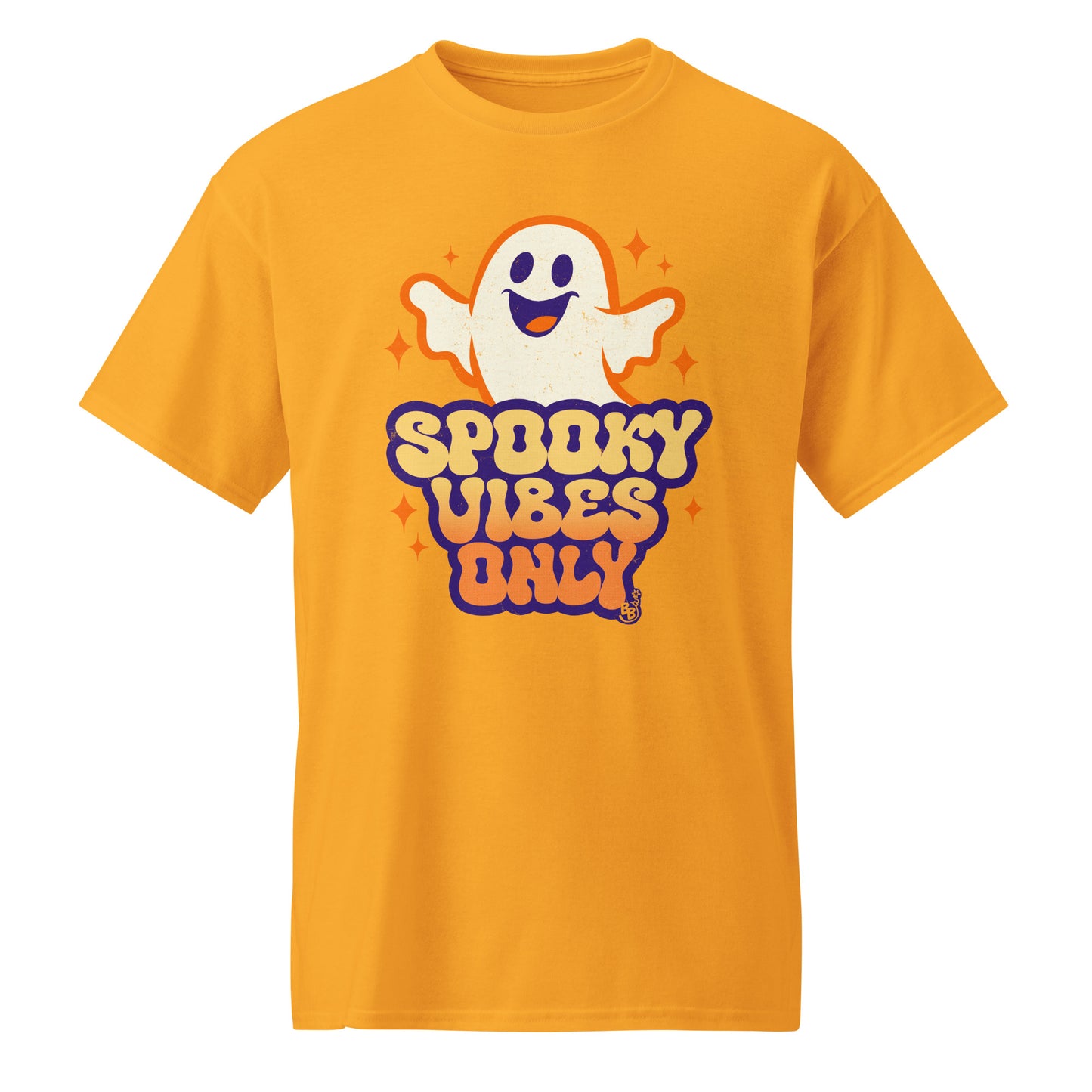 Gold Spooky vibes only t-shirt for halloween and cartoon ghost Fans BimBangDesign
