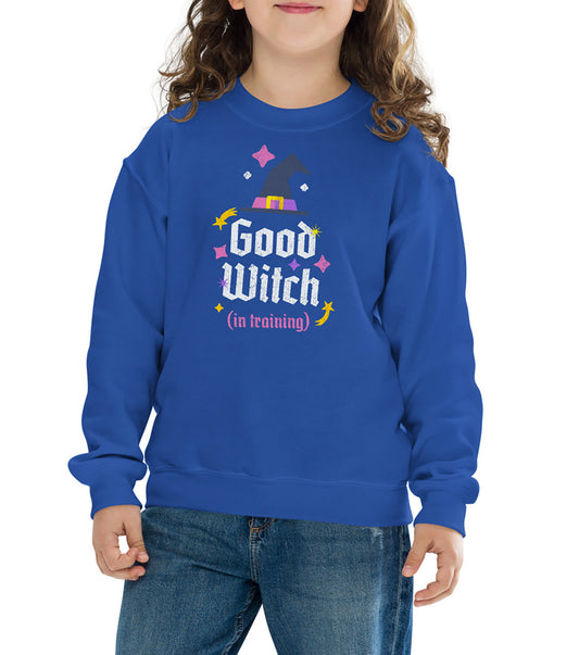 Good Witch in Training kids sweatshirt – cool witchy design with stars and sparkles BimBangDesign