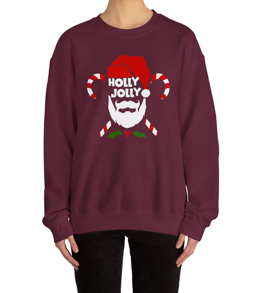 Cozy Unisex  sweatshirt with warm fleece and festive Holly Jolly Christmas print by BimBangDesign