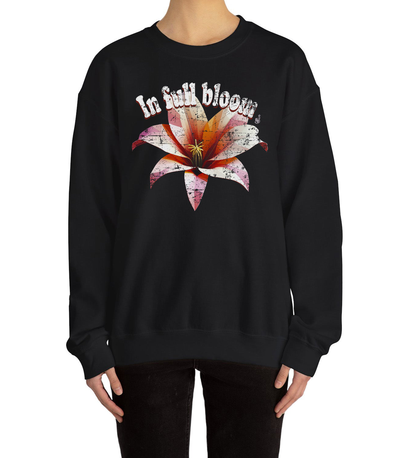 In Full Bloom Sweatshirt with minimalist 3d Low poly flower design and pastel tones BimBangDesign