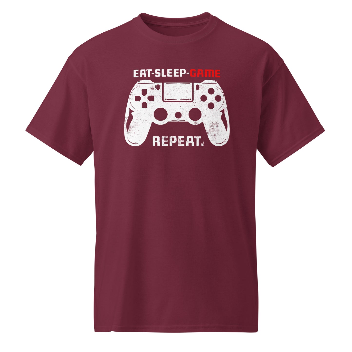 Maroon Gamer routine T-shirt Eat Sleep Game Repeat BimBangDesin