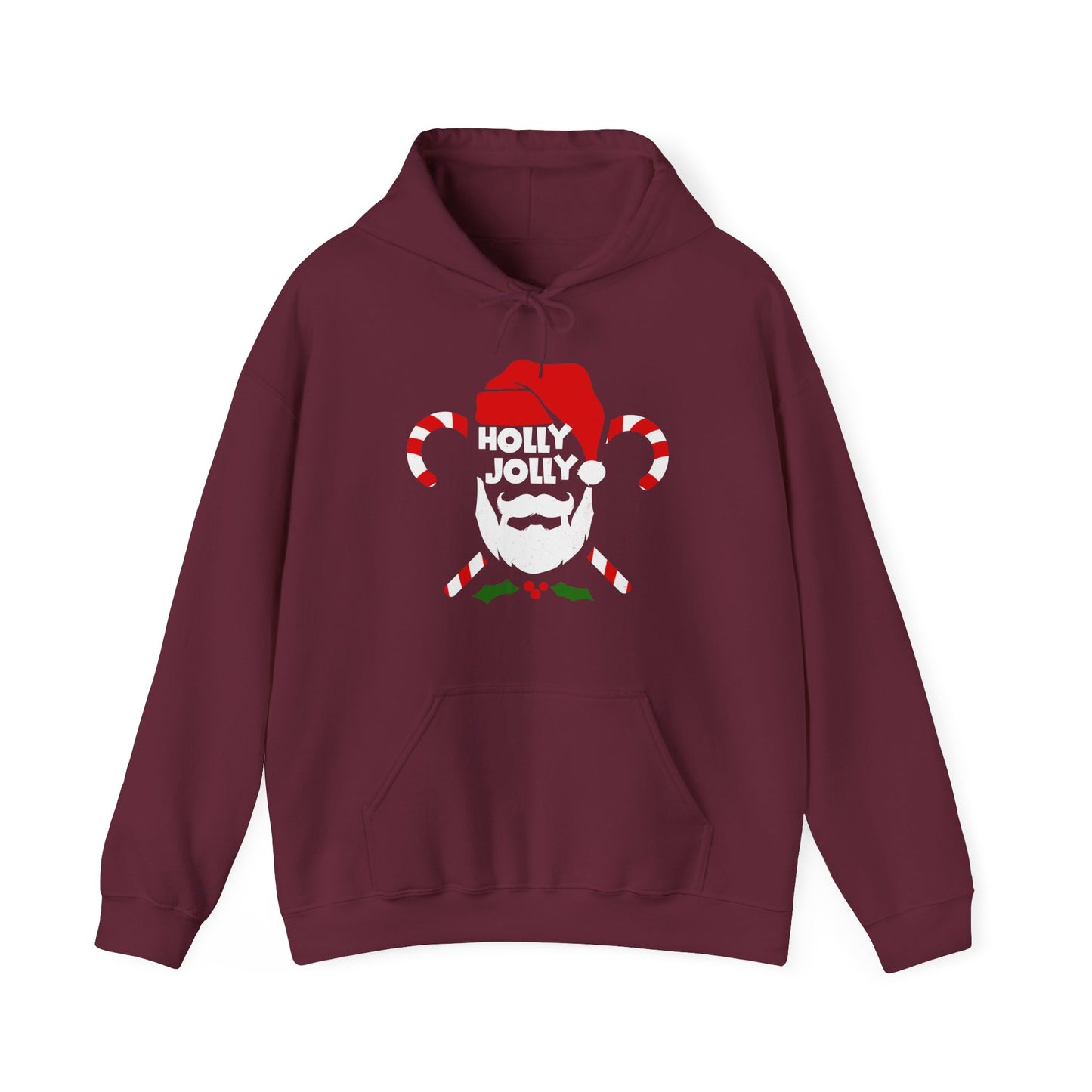 Maroon Cozy Unisex Christmas hoodie with warm fleece and festive Holly Jolly print  BimBangDesign
