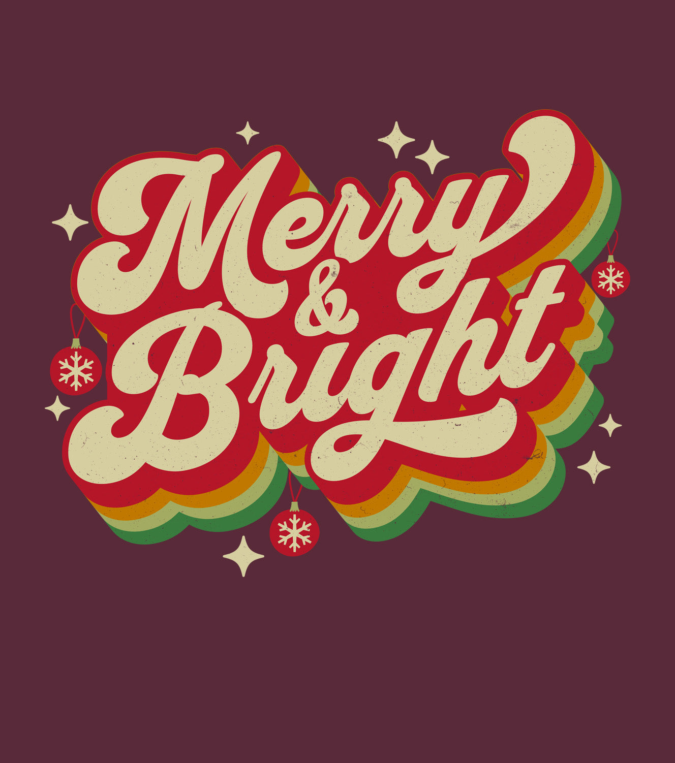 Cozy Unisex Christmas sweatshirt print of festive “Merry & Bright” print BimBangDesig