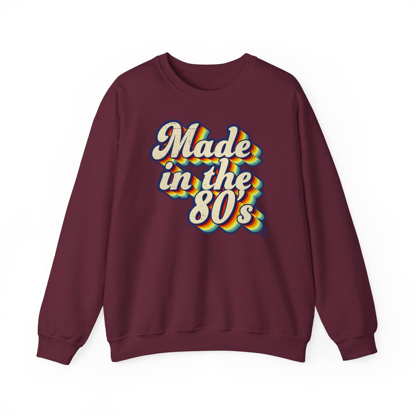 Made in the 80s vintage style maroon Sweatshirt for adults born in the 80's BimBangDesign