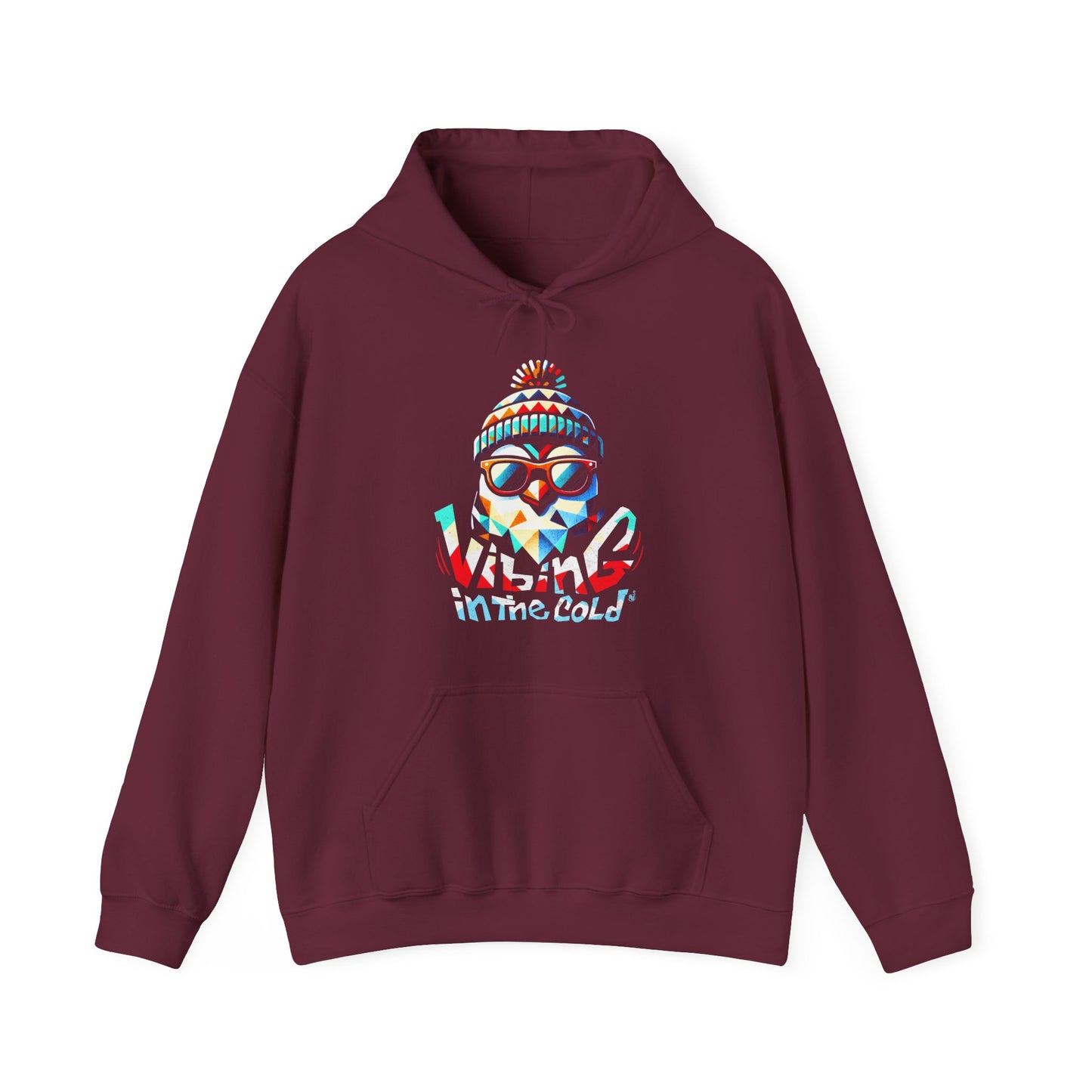 Maroon Casual hoodie  featuring Fun winter Vibing in the Cold slogan and cool energy BimBangDesign