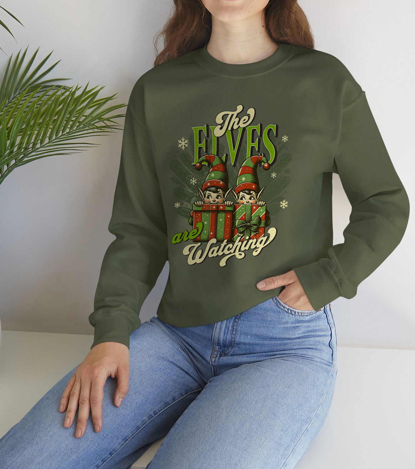 The Elves Are Watching Unisex Crewneck —  Holiday Sweatshirt