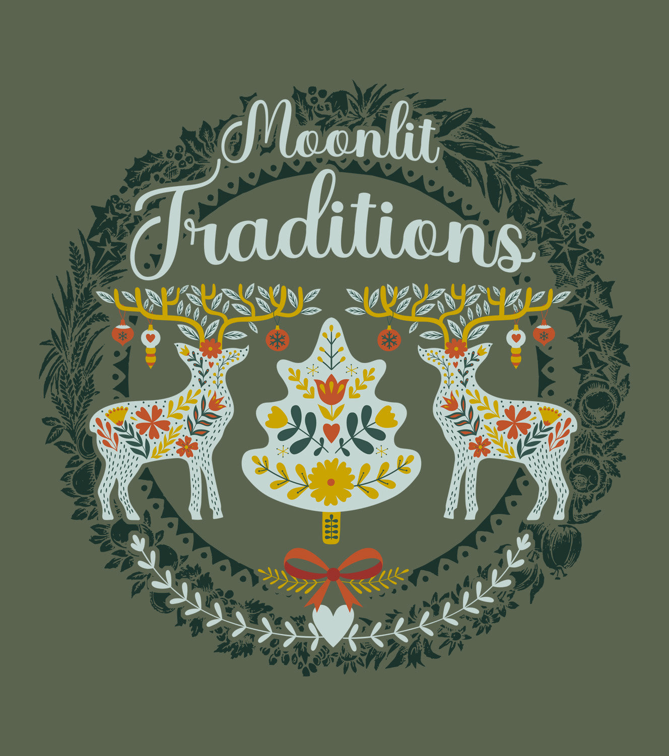 Winter-themed Cozy Christmas sweatshirt with classic European-style holiday illustration details