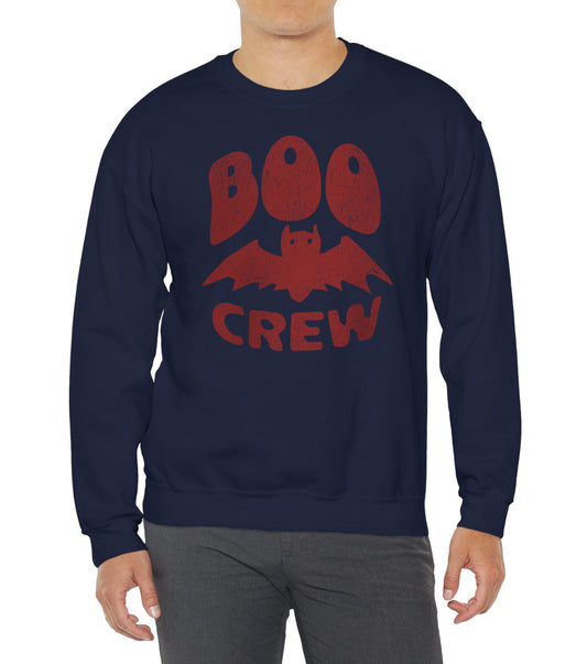Boo Crew Halloween sweatshirt with cute bat illustration – cozy unisex fall pullover by BimBangDesign