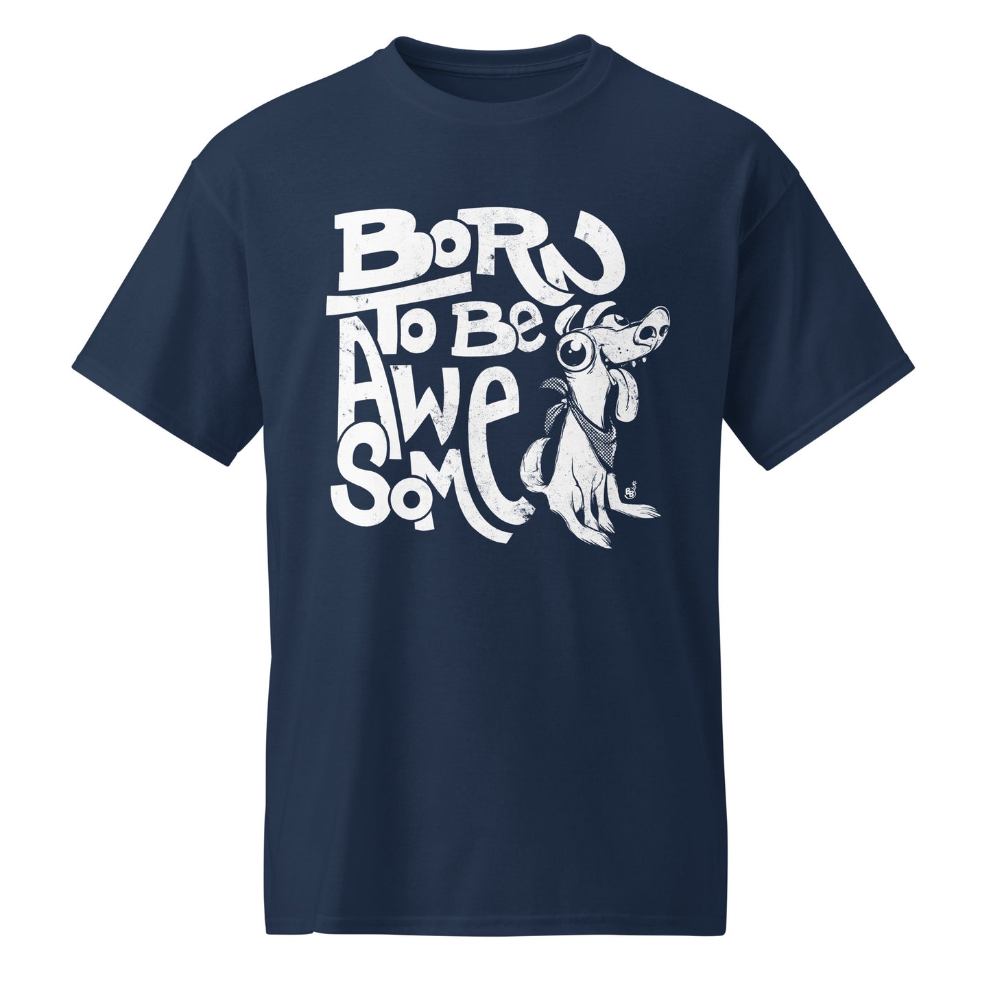 Navy Funny statement t-shirt with confident message "Born to Be Awesome" BimBangDesign