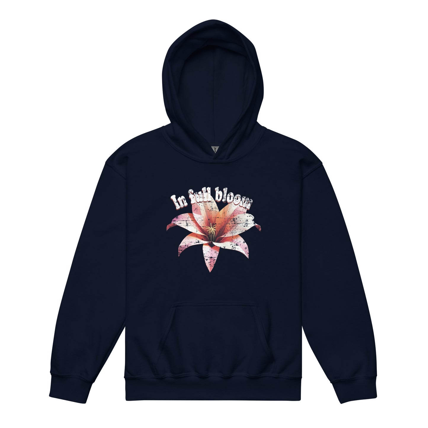 Navy In Full Bloom Soft kids floral hoodie – cozy and stylish everyday wear by BimBangDesign