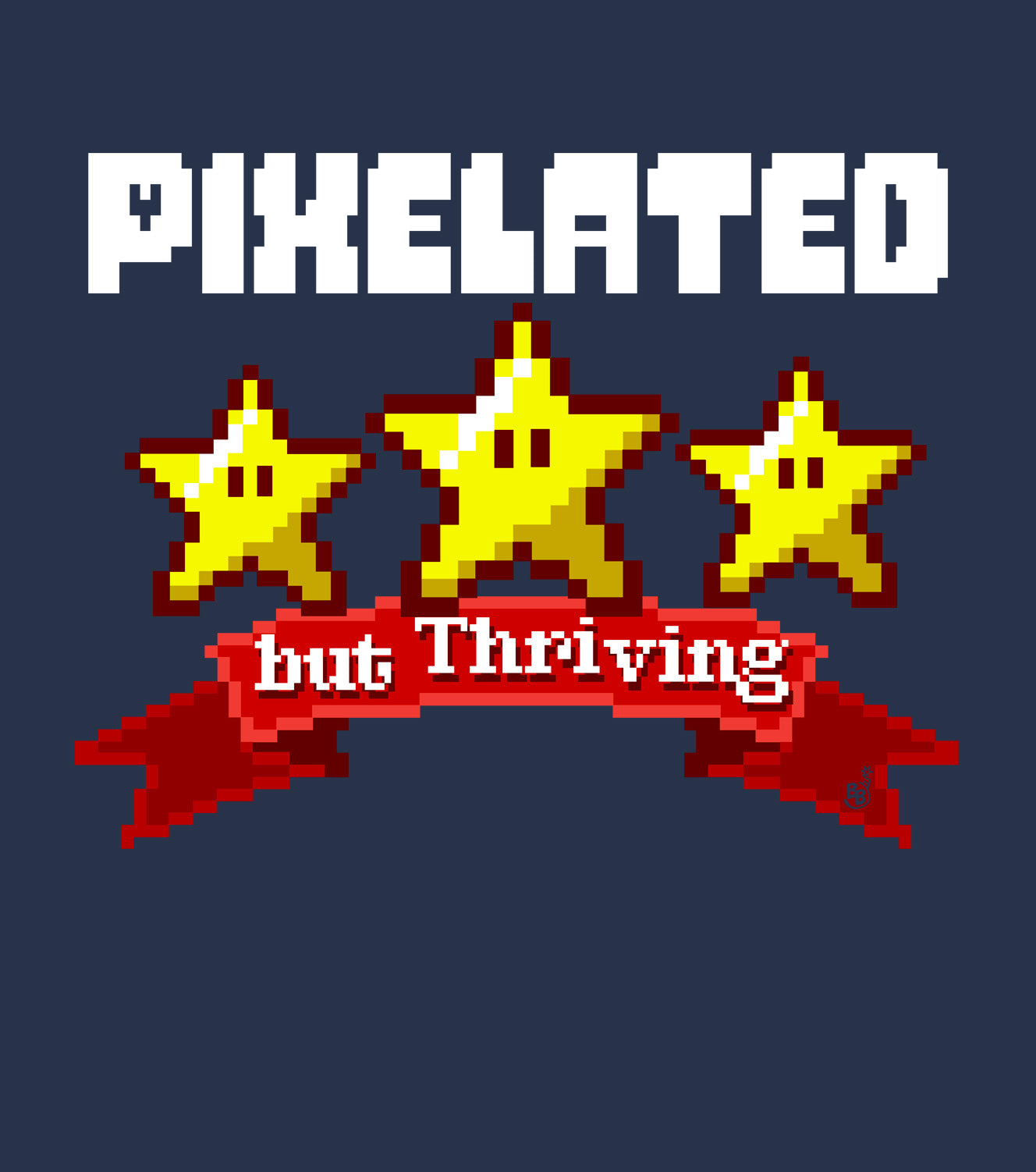 Pixelated but Thriving casual gamers t-shirt print Details BimBangDesign