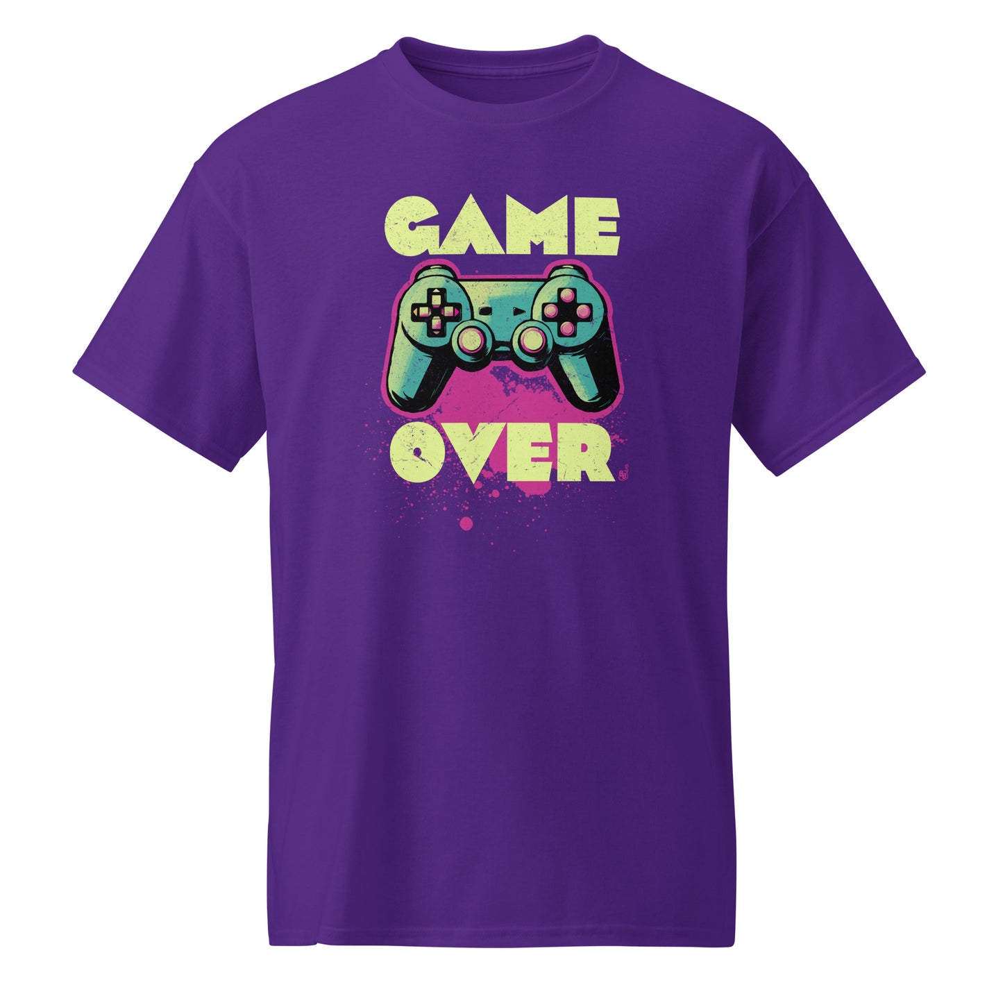Purple Game Over t-shirt retro neon colors art for gamers BimBangDesign