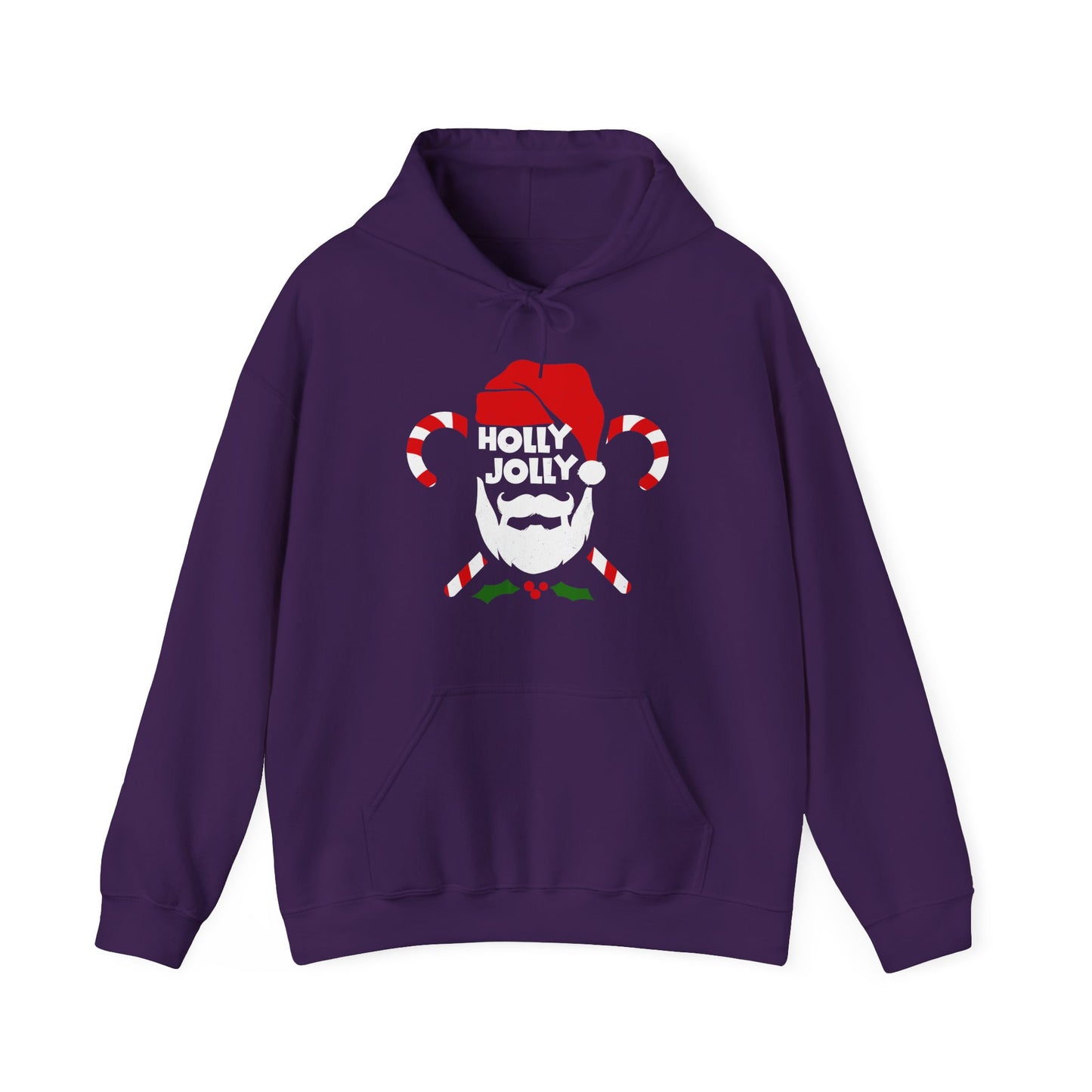 Purple Cozy Unisex Christmas hoodie with warm fleece and festive Holly Jolly print  BimBangDesign
