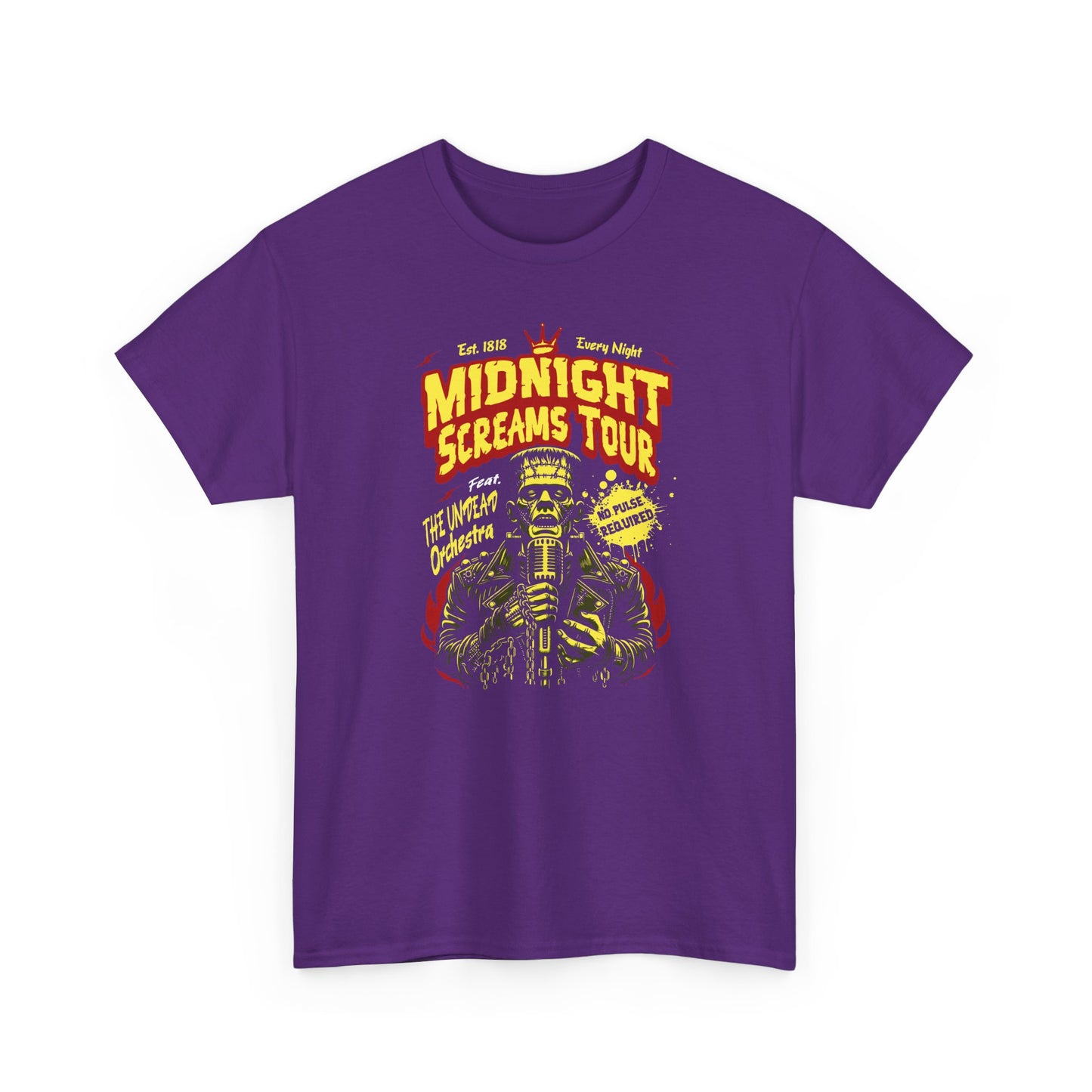 Purple Midnight Screams Tour t-shirt – Frankenstein concert poster design – BimBangDesign