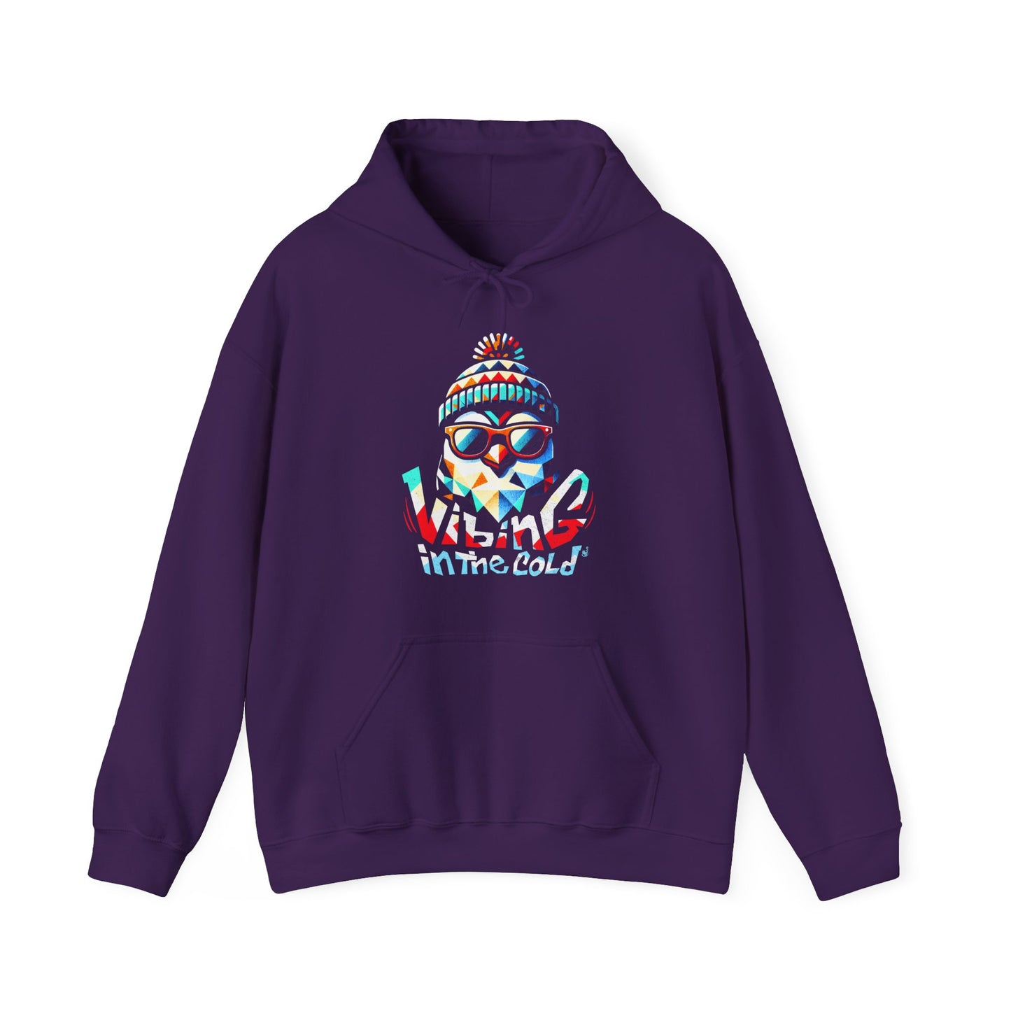 Purple Casual hoodie  featuring Fun winter Vibing in the Cold slogan and cool energy BimBangDesign