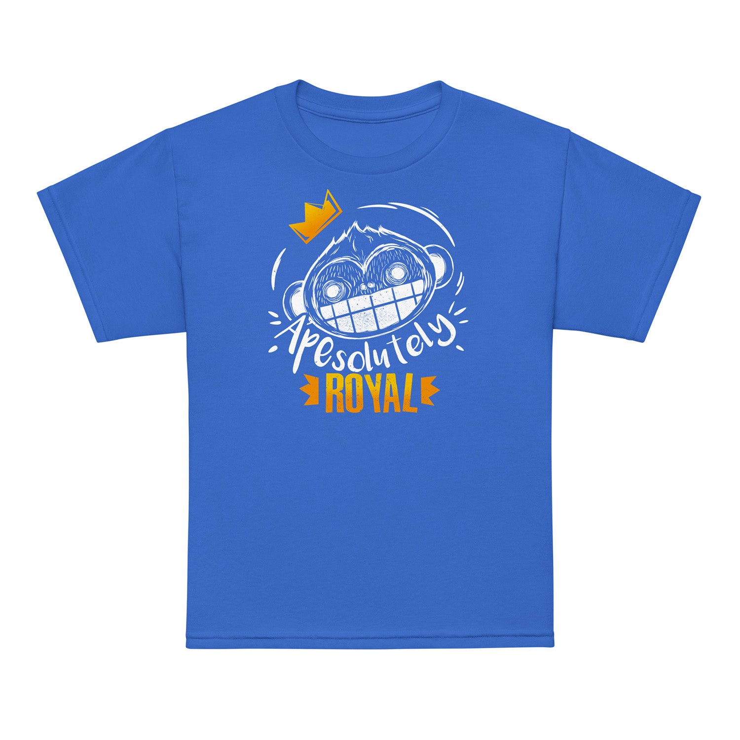 Royal Blue ApeSolutely Royal kids t-shirt – crowned monkey design – BimBangDesign