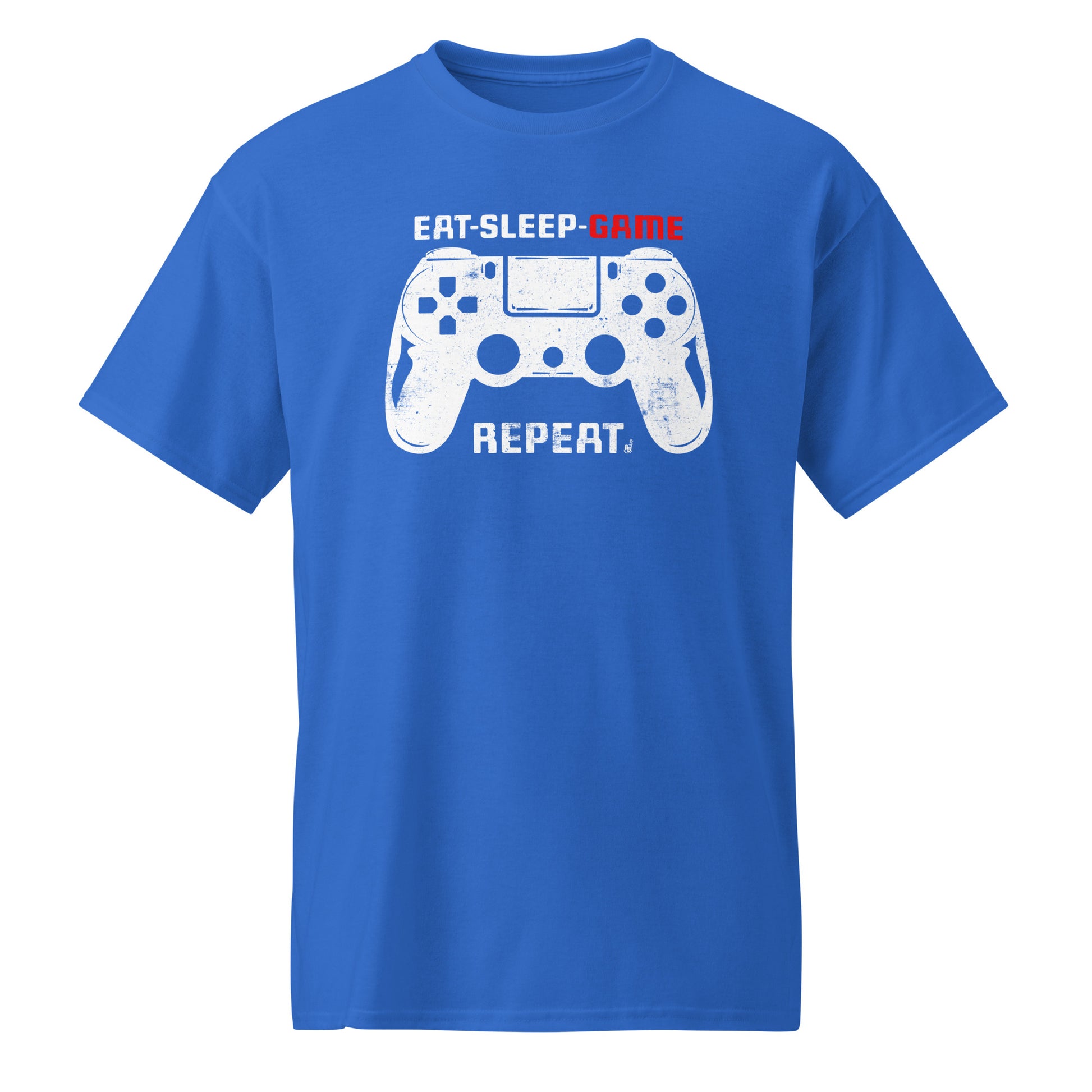 Royal Blue Gamer routine T-shirt Eat Sleep Game Repeat BimBangDesin