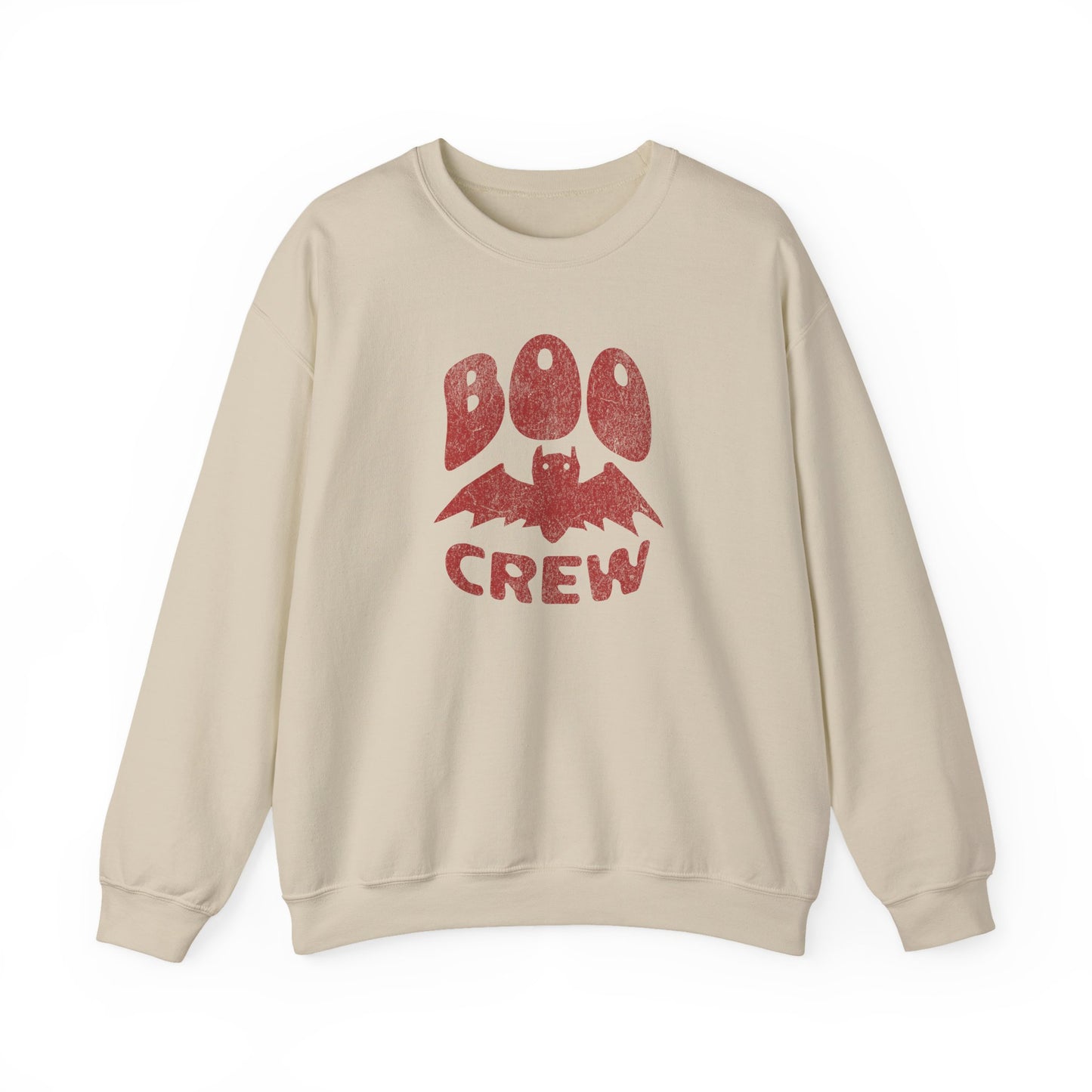 Sand Boo Crew Halloween sweatshirt with cute bat illustration – cozy unisex fall pullover by BimBangDesign