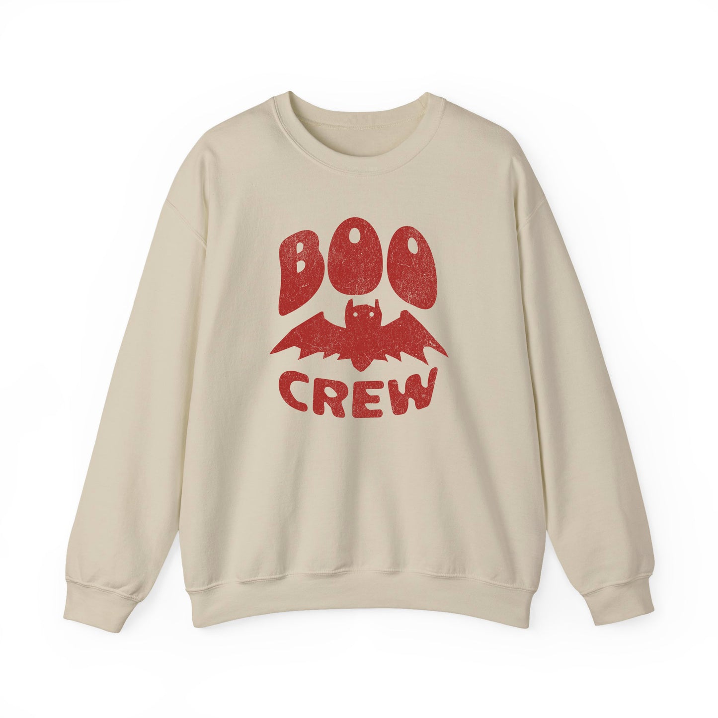 Sand Boo Crew Halloween sweatshirt with cute bat illustration – cozy unisex fall pullover by BimBangDesign