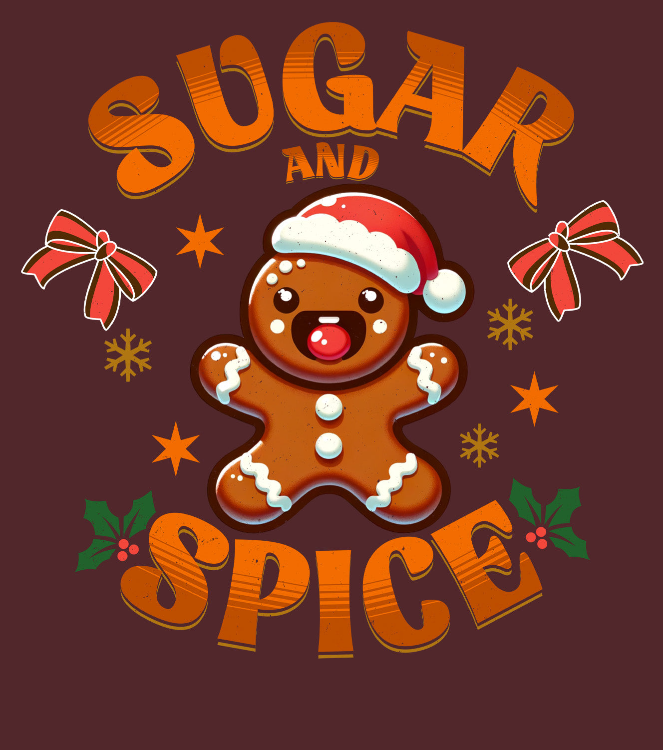 Kids Sugar & Spice Cozy Christmas vibes Gingerbread sweatshirt details  BimBangDesign