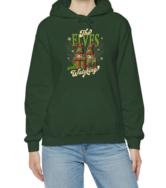 Holiday Cozy festive hoodie featuring mischievous elf-themed graphic – BimBangDesign