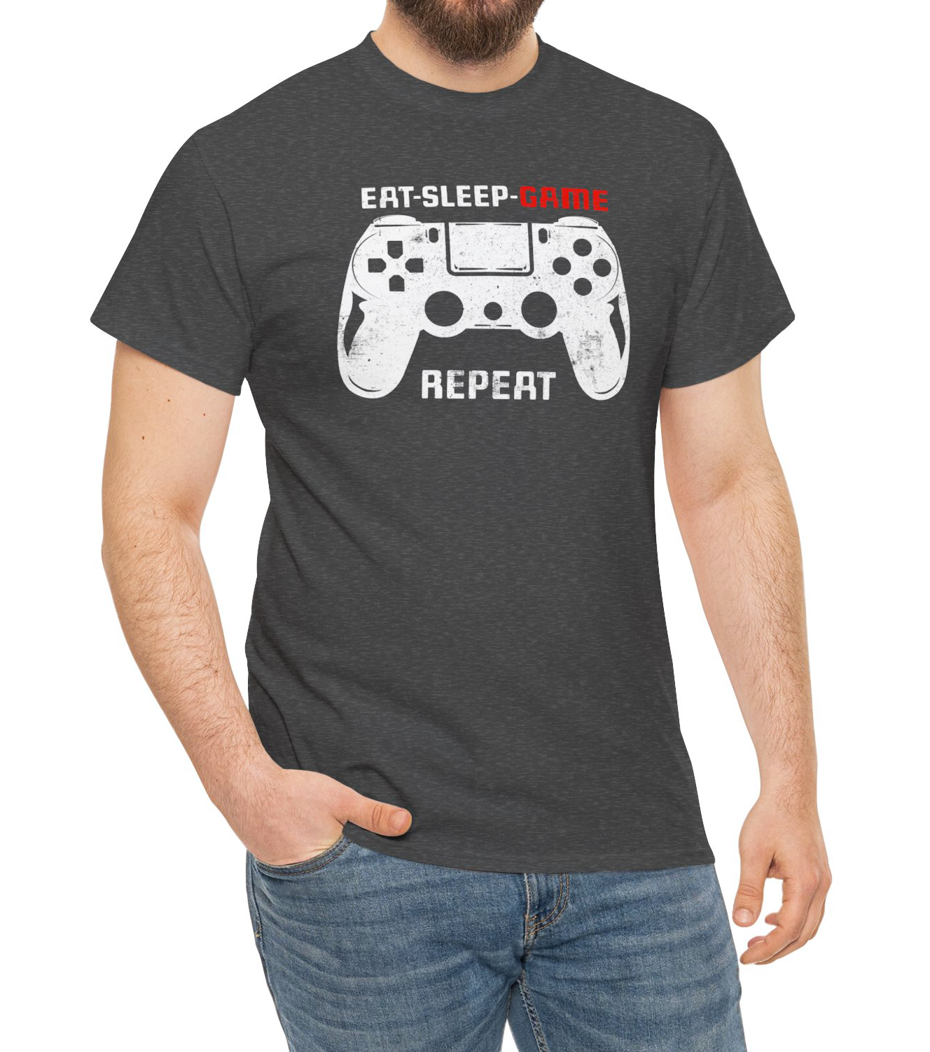 Gamer T-shirt Eat Sleep Game Repeat BimBangDesin