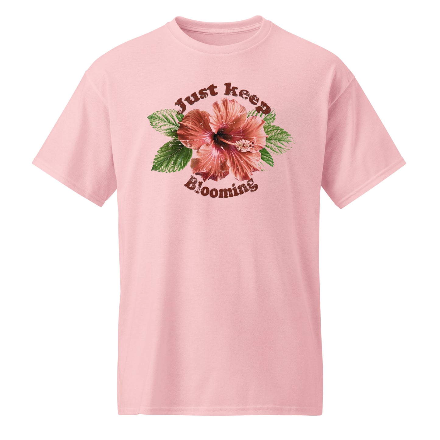 Light Pink Keep Blooming floral t-shirt with soft tones and empowering vibe BimBangDesign