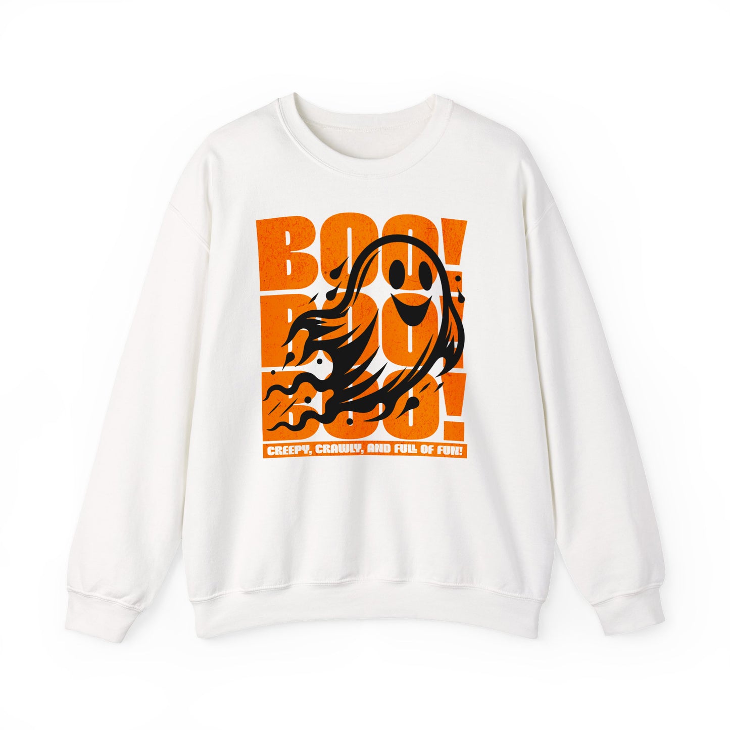 White Boo Boo Boo Halloween sweatshirt featuring a cute ghost design – cozy fall fashion by BimBangDesign